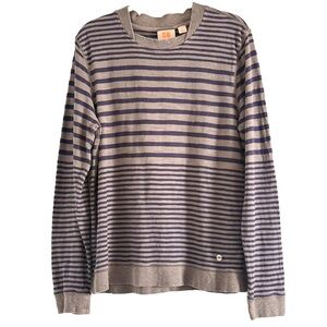 BOSS ORANGE Olive and Navy Striped Long Sleeve Tee Large